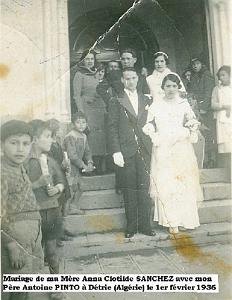 ORANIE- DETRIE- Mariage de mes parents Anne Clotide Sanchez et Antoine Pinto 01 02 1936 (3)